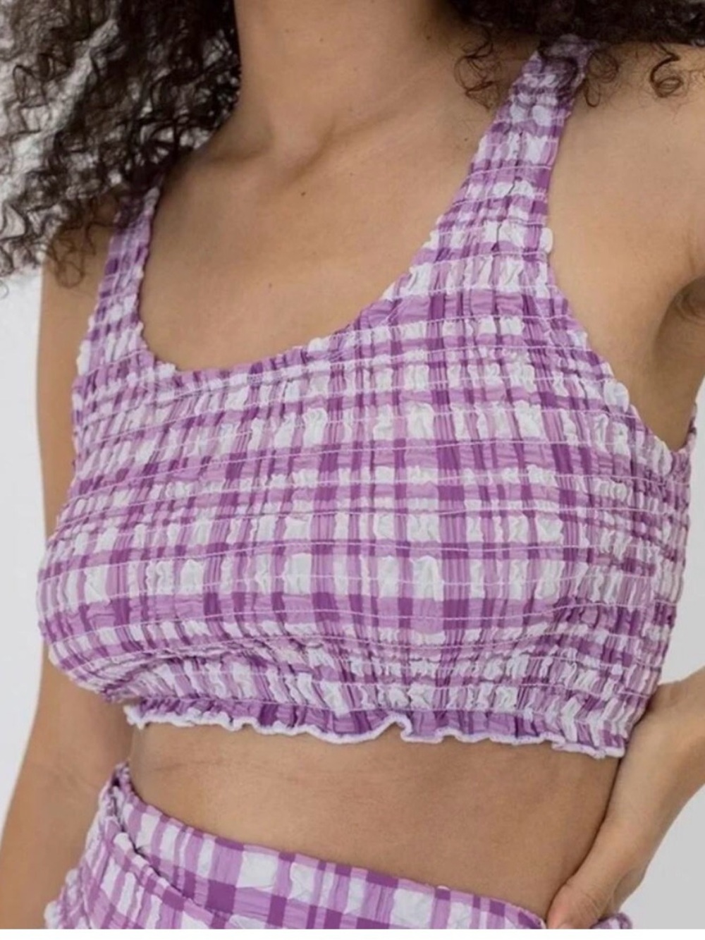 Wray NYC Ilana Top in Purple Gingham Size 2XL